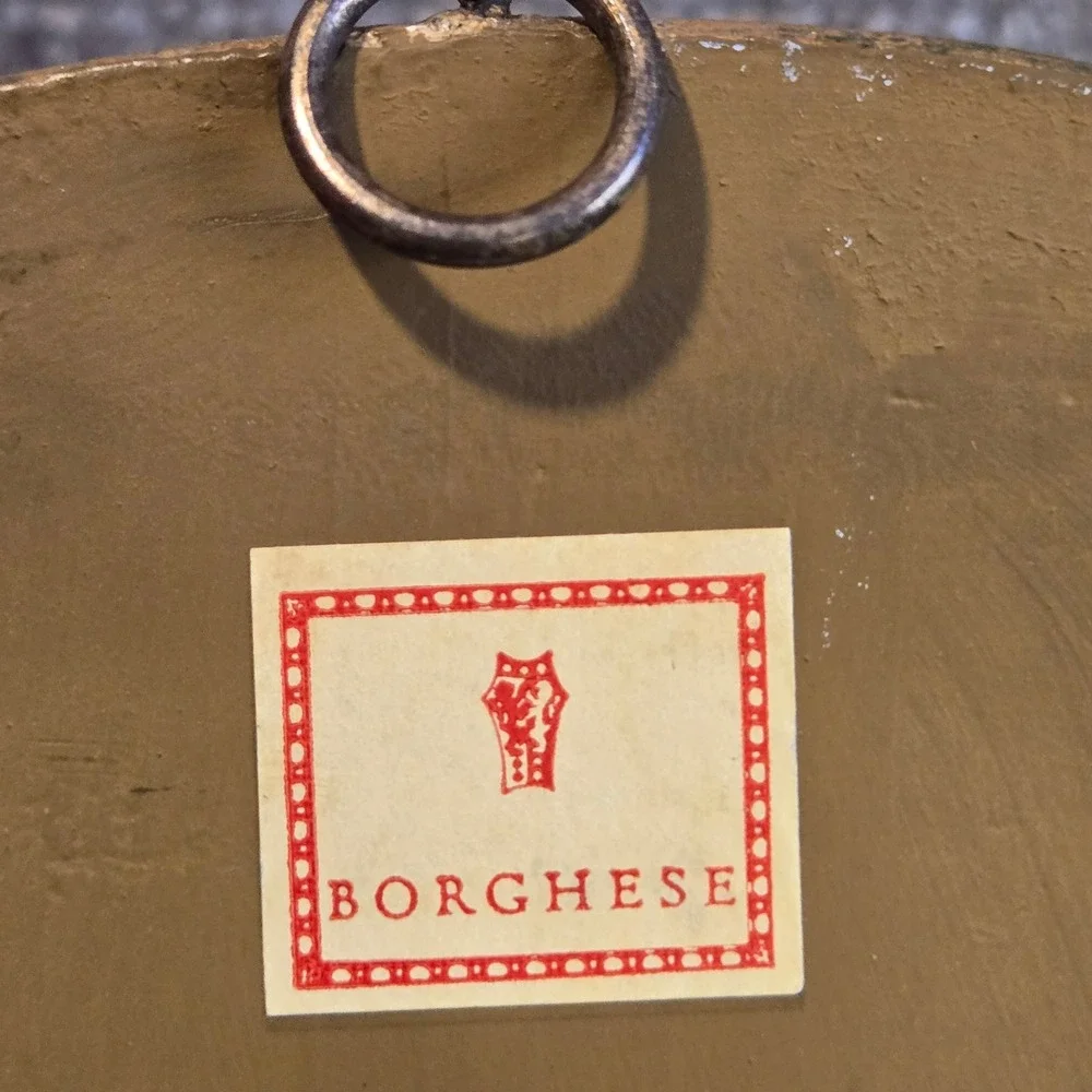 Vintage Borghese Floral Bouquet Round Gold Gilt Framed Wall Art Plaque 9.5‎ inch